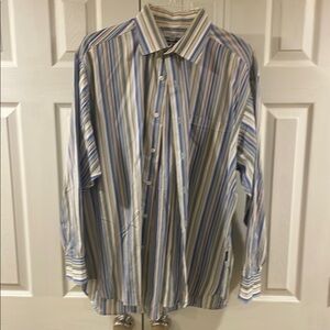 Casual Blue and White Striped Button Down Shirt - size 17.5 34/35